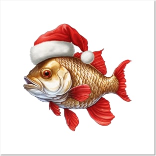 Santa Gold Fish Posters and Art